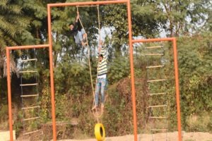 Zip Line, Sky Bike, Artificial Wall Climbing, Zorbing Roller, Running Bungee, Swimming Pool, Rain Dance, Pottery, Shooting, Archery, Multi Activity Net, Commando Net, Adventure Bridges, Cricket Ground, Volleyball Court, Basketball Court, Badminton Court, Football Ground, Table Tennis etc. All of these activities are included in the package at Rajwada Farms - An Ethinic Village, Sports, Picnic Ground & Adventure Park in Faridabad, one of the best adventure park in Delhi NCR