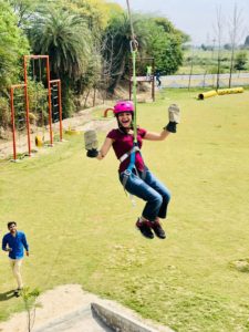 Zip Line, Sky Bike, Artificial Wall Climbing, Zorbing Roller, Running Bungee, Swimming Pool, Rain Dance, Pottery, Shooting, Archery, Multi Activity Net, Commando Net, Adventure Bridges, Cricket Ground, Volleyball Court, Basketball Court, Badminton Court, Football Ground, Table Tennis etc. All of these activities are included in the package at Rajwada Farms - An Ethinic Village, Sports, Picnic Ground & Adventure Park in Faridabad, one of the best adventure park in Delhi NCR