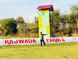 Zip Line, Sky Bike, Artificial Wall Climbing, Zorbing Roller, Running Bungee, Swimming Pool, Rain Dance, Pottery, Shooting, Archery, Multi Activity Net, Commando Net, Adventure Bridges, Cricket Ground, Volleyball Court, Basketball Court, Badminton Court, Football Ground, Table Tennis etc. All of these activities are included in the package at Rajwada Farms - An Ethinic Village, Sports, Picnic Ground & Adventure Park in Faridabad, one of the best adventure park in Delhi NCR