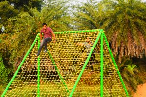 Zip Line, Sky Bike, Artificial Wall Climbing, Zorbing Roller, Running Bungee, Swimming Pool, Rain Dance, Pottery, Shooting, Archery, Multi Activity Net, Commando Net, Adventure Bridges, Cricket Ground, Volleyball Court, Basketball Court, Badminton Court, Football Ground, Table Tennis etc. All of these activities are included in the package at Rajwada Farms - An Ethinic Village, Sports, Picnic Ground & Adventure Park in Faridabad, one of the best adventure park in Delhi NCR